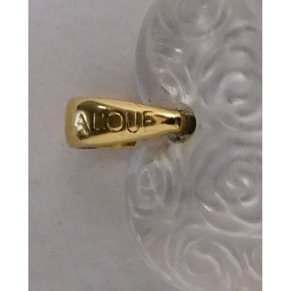 Lalique Clear Etched Rose Crystal Heart Pendant - Picture 3 of 5